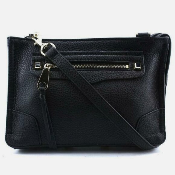 Black Pebbled Leather “Regan” Studded Crossbody Bag - Picture 3 of 10